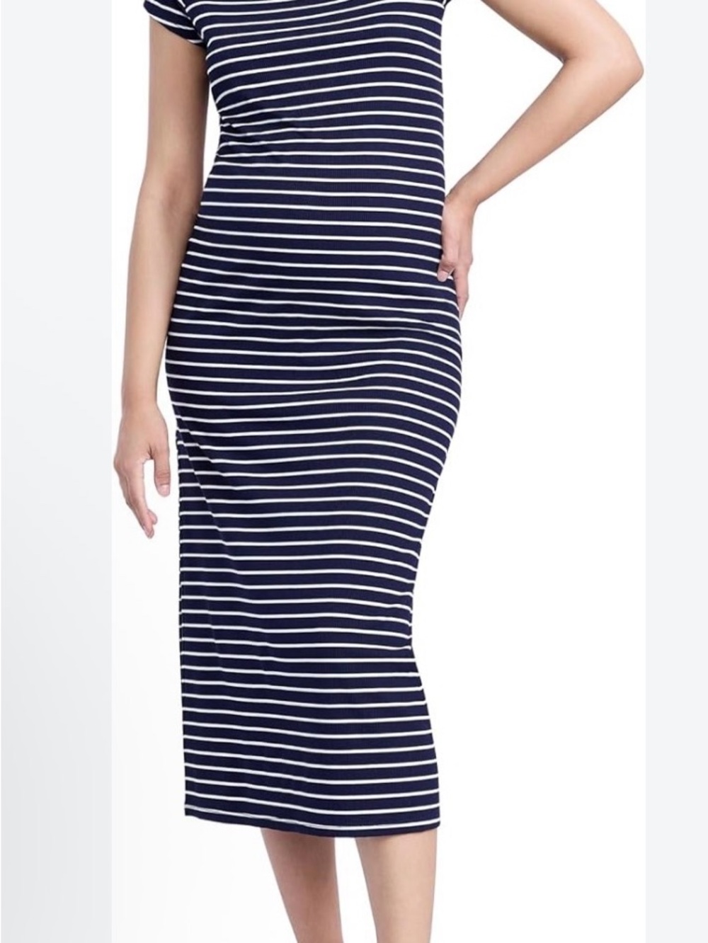 Motherhood Maternity Raglan Sleeve Rib Knit Midi Dress